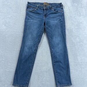 Kut From The Kloth Jeans 12 Slim Straight Leg‎ Medium Wash Denim Whiskered